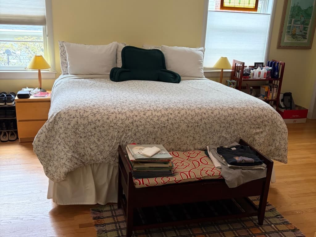 Bright bedroom with polished hardwood floors after a Diaz Cleaning visit in Silver Spring, Maryland